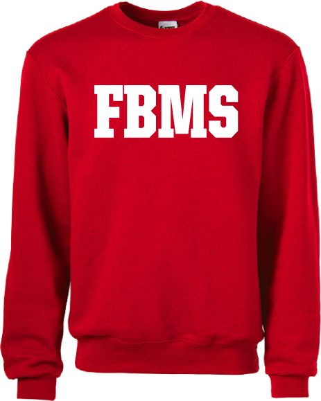 Unisex Red Crewneck Sweatshirt with White FBMS Lettering